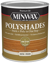 Minwax PolyShades 61320444 Wood Stain and Polyurethane, Satin, Pecan, Liquid, 1 qt, Can